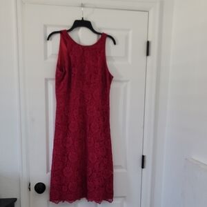 White House Black Market Red Lace Midi Dress
